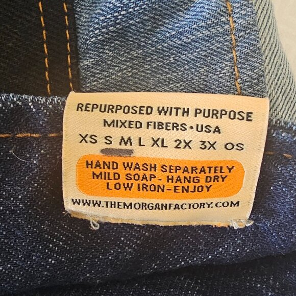 The Morgan Factory Upcycled Cropped Denim Jacket S-M NWT - Picture 5 of 8